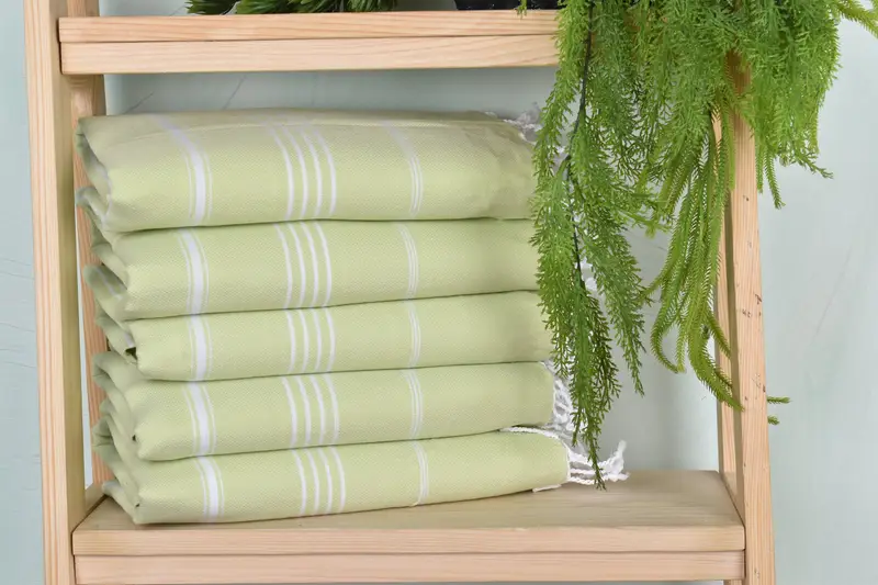 Custom Striped Towel Hand Bath Towel Light Pistachio Green, 40x71 Inches