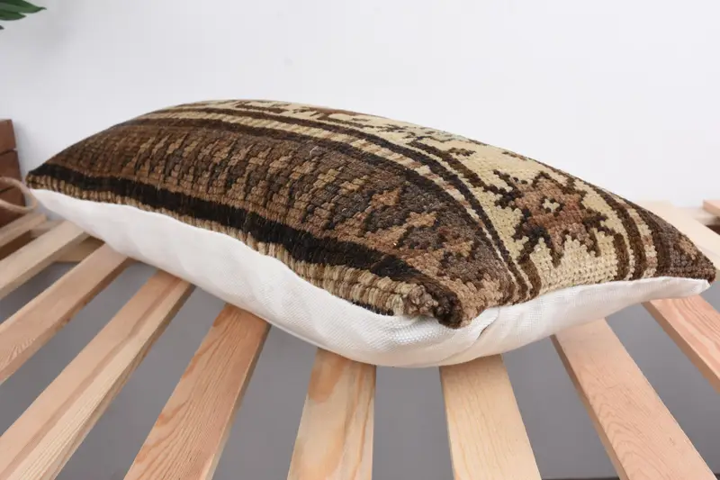Pillow for Couch, Vintage Kilim Throw Pillow, Cushion, Sustainable Cushion Case, 12x24 Beige Cushion Case, Vintage Pillow - 6