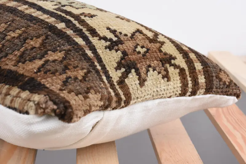 Pillow for Couch, Vintage Kilim Throw Pillow, Cushion, Sustainable Cushion Case, 12x24 Beige Cushion Case, Vintage Pillow - 7