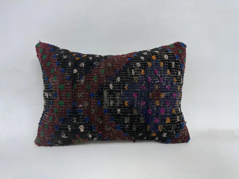 Handmade Brown & Purple Southwestern Throw Pillow, 16x24 Embroidered Pillow