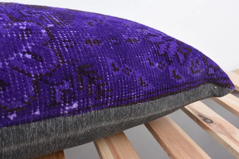 Vintage Kilim Throw Pillow, Turkish Kilim Pillow, Pillow Cover, One Of A Kind Pillow Sham, 12x36 Purple Pillow, Vintage Kilim Pillow - 7