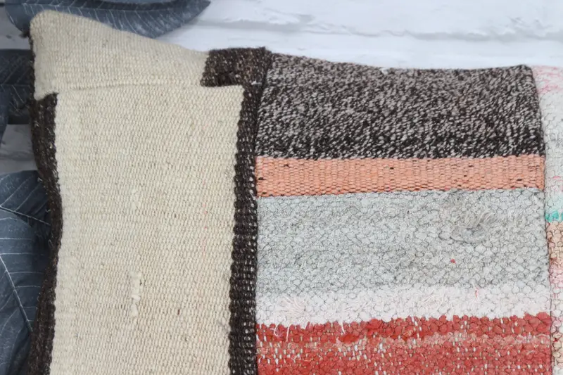 Handmade Kilim Cushion, Boho Pillow, Cushion, Turkish Pillow, Pattern Throw Pillow Case, 16x24 White Cushion Cover, Ottoman Pillow Cover - 2
