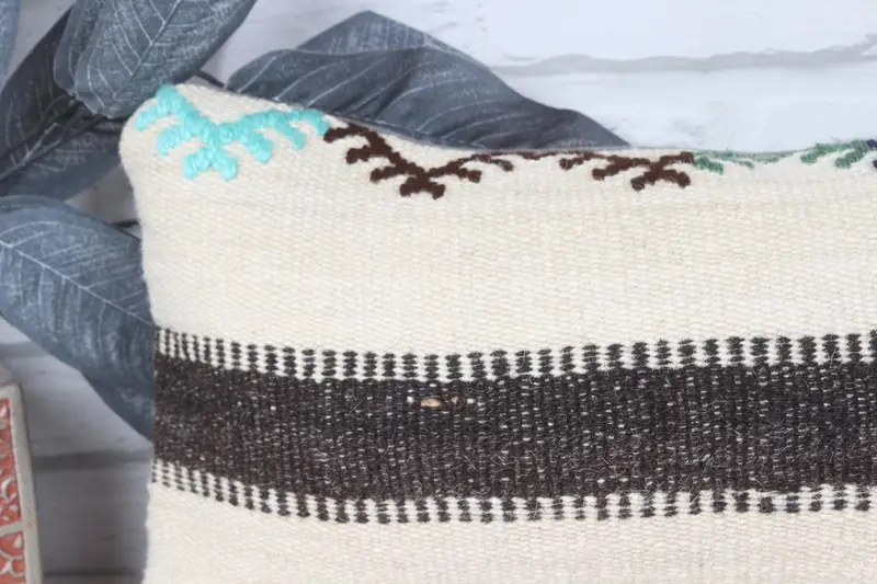 Cushion, Muted Pillow, 8x16 Beige Cushion Case, Boho Pillow Sham Cover, Home Decor Pillow, Neutral Pillow Case, Turkish Kilim Pillow - 2