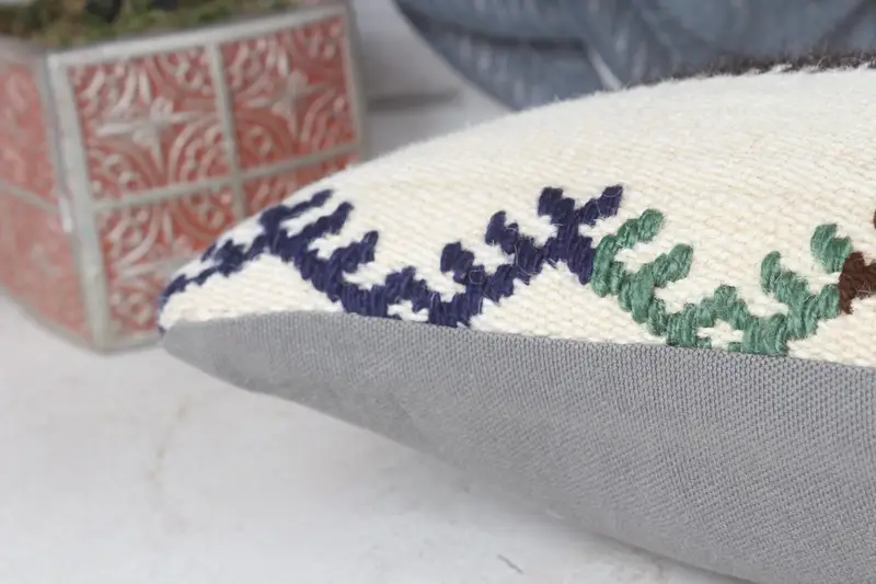 Cushion, Muted Pillow, 8x16 Beige Cushion Case, Boho Pillow Sham Cover, Home Decor Pillow, Neutral Pillow Case, Turkish Kilim Pillow - 7