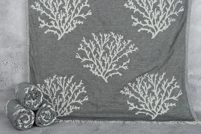 Floral Patterned Towel, Beach Size Towel, Sand-free towel, Luxury towel, 68x36 Cotton Tree Design, Gift For Boyfriend, Monogrammed Beach Towel - 1