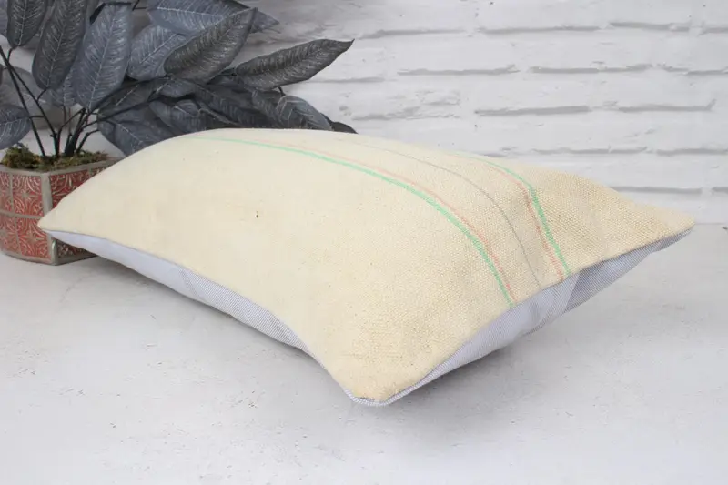 Kilim Cushion Sham, Pillow for Couch, Bright Pillow, 12x24 Beige Cushion Cover, Ethnic Pillow Cover Pillow Case, Pillow, Ethnical Kilim Rug Pillow - 6