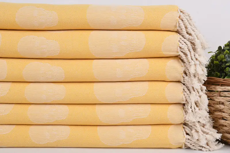 Bridal Shower Favors, Lightweight Turkish towel, Employee Gifts, Summer Gift Ideas, 68x36 Cotton Skull Patterned Towel, Personalized Gifts - 3