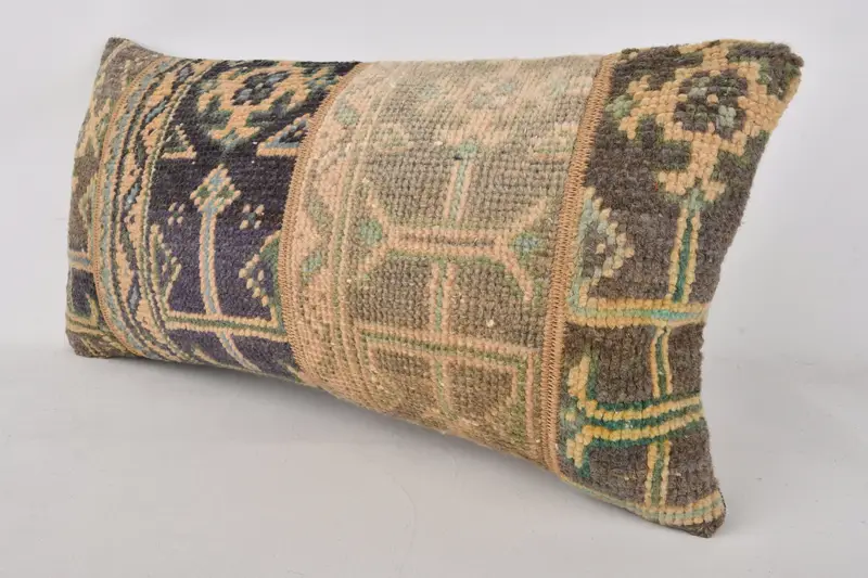 Ethnical Kilim Rug Pillow, Pillow Cover, Boho Pillow Sham Cover, 12x24 Blue Pillow, Interior Designer Pillow, Car Pillow Case - 3