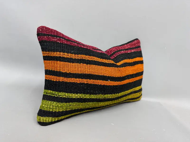 Antique Pillows, Vintage Cushion Cover, Garden Pillow Case, Boho Pillow, Kilim Pillow, Southwestern Pillow, Cushion, 12x20 Orange Cushion - 2