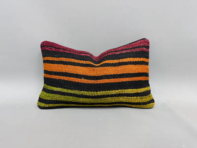 Antique Pillows, Vintage Cushion Cover, Garden Pillow Case, Boho Pillow, Kilim Pillow, Southwestern Pillow, Cushion, 12x20 Orange Cushion - 1
