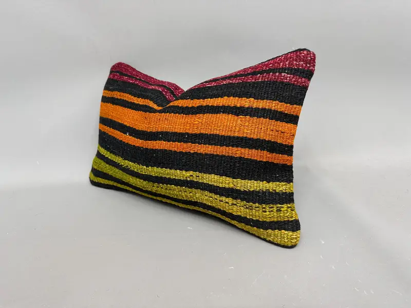 Antique Pillows, Vintage Cushion Cover, Garden Pillow Case, Boho Pillow, Kilim Pillow, Southwestern Pillow, Cushion, 12x20 Orange Cushion - 3
