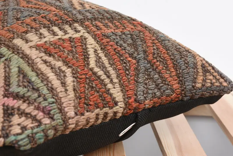 12x12 Brown Pillow Case, Seat Pillow Sham, Pillow Cover, Boho Pillow Sham Cover, Aztec Pillow Sham, Turkish Kilim Pillow, Pillow for Couch - 7