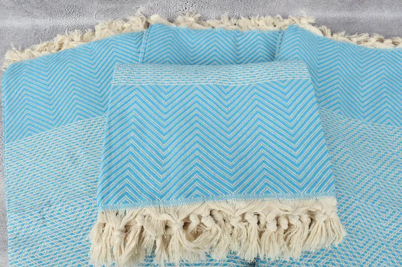 Welcome Wedding Gift, Boho Throw Blankets, Family Gift Basket, 92x80 Cotton Diamond Towel, Bachelorette Party Favors, Decorative Blanket - 4