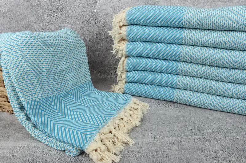 Welcome Wedding Gift, Boho Throw Blankets, Family Gift Basket, 92x80 Cotton Diamond Towel, Bachelorette Party Favors, Decorative Blanket - 3