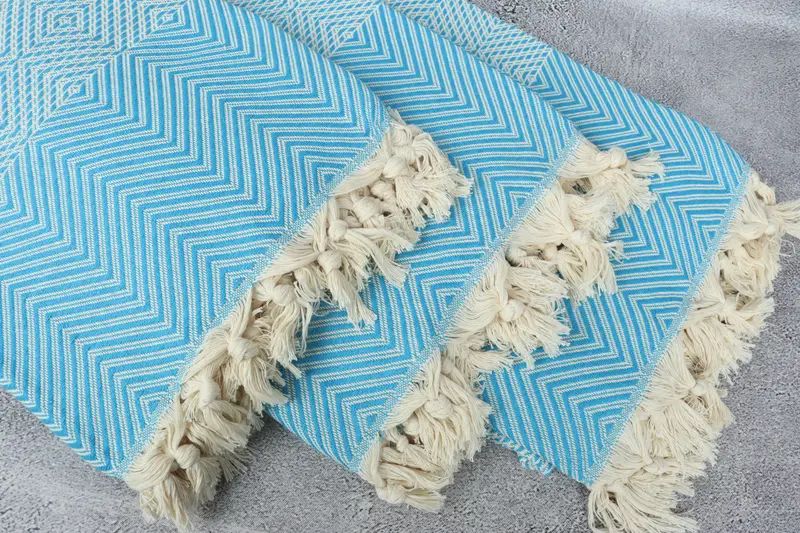 Welcome Wedding Gift, Boho Throw Blankets, Family Gift Basket, 92x80 Cotton Diamond Towel, Bachelorette Party Favors, Decorative Blanket - 5