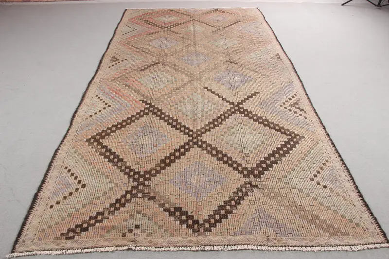 Yeşil Halı, 5,8x11,4 ft Geometrik Çiçek Desenli