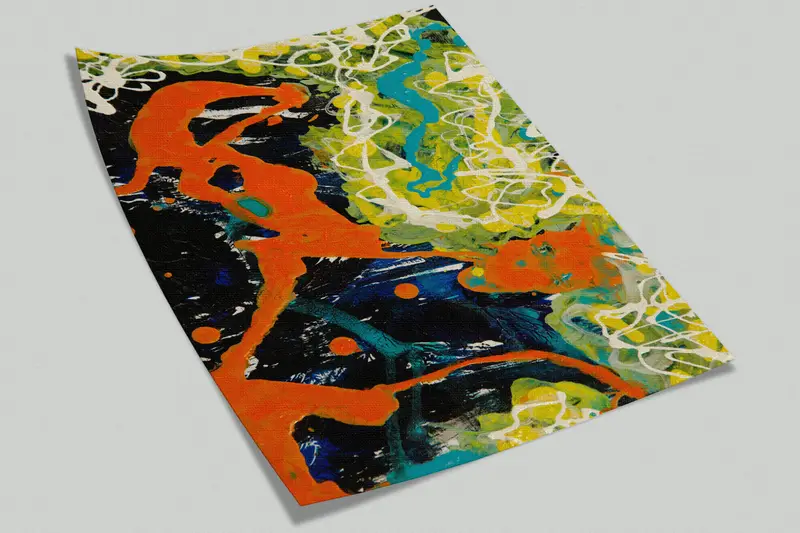 Sonderanfertigung, Papierwandkunst, abstraktes Handypapier, Orangenwandplakat, Handypapierschale und Stock, Ölmalerei, Druck, Druck - 8