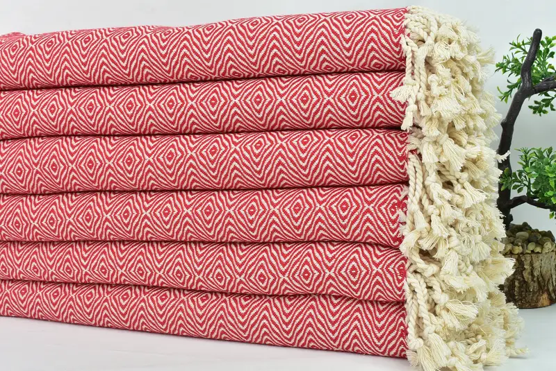 Guest Towel, 70x40 Cotton Zigzag Diamond Towel, Best Wedding Gift, Turkish towel, Beach Towel Gift, Peshtemal, Best Friend Gift, Organic Beach Towel - 3