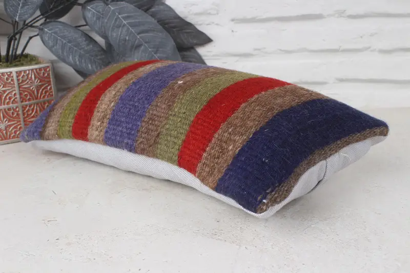 Interior Designer Pillow, Christmas Pillow Case, Vintage Pillow, Handmade Cushion, 8x16 Red Cushion, Vintage Kilim Pillow, Pillow - 6