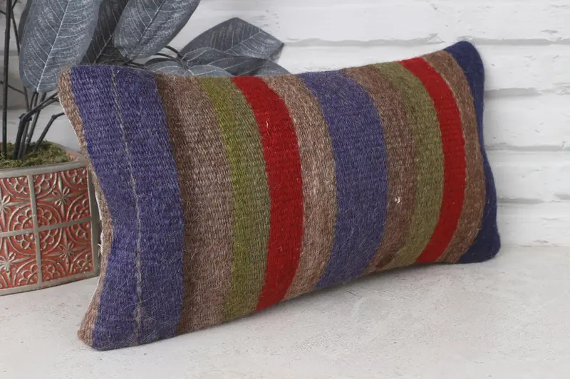 Interior Designer Pillow, Christmas Pillow Case, Vintage Pillow, Handmade Cushion, 8x16 Red Cushion, Vintage Kilim Pillow, Pillow - 4