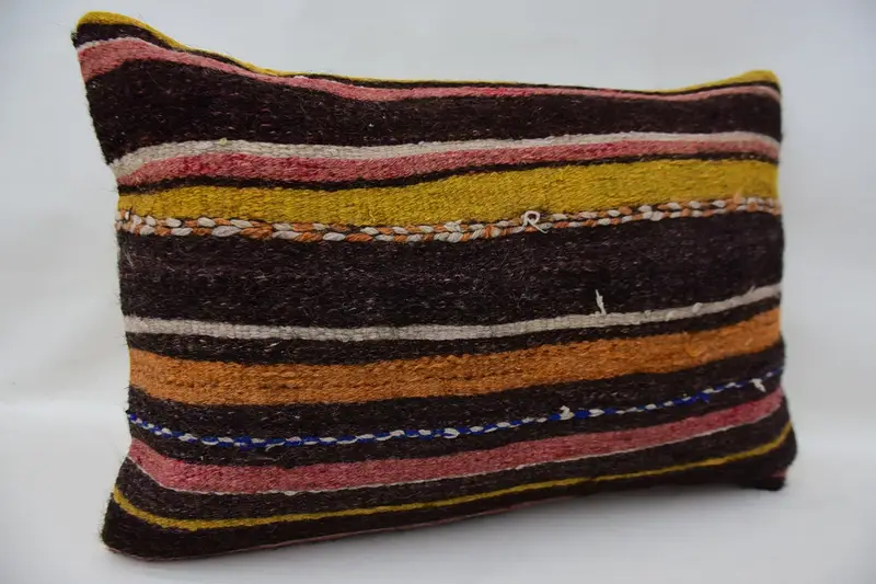 Kilim Pillow, Pillow Case, 16x24 Brown Cushion Cover, Accent Pillow Cover, Home Decor Pillow, Custom Pillow Sham, Kilim Cushion Sham - 2