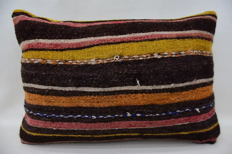 Kilim Pillow, Pillow Case, 16x24 Brown Cushion Cover, Accent Pillow Cover, Home Decor Pillow, Custom Pillow Sham, Kilim Cushion Sham - 4