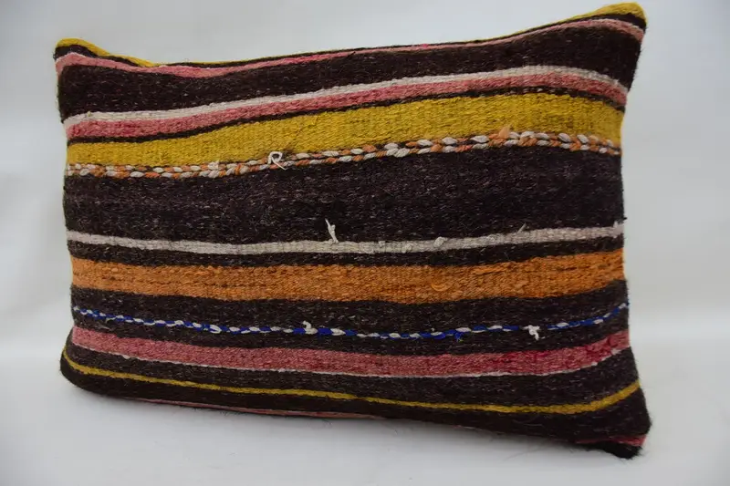 Kilim Pillow, Pillow Case, 16x24 Brown Cushion Cover, Accent Pillow Cover, Home Decor Pillow, Custom Pillow Sham, Kilim Cushion Sham - 3
