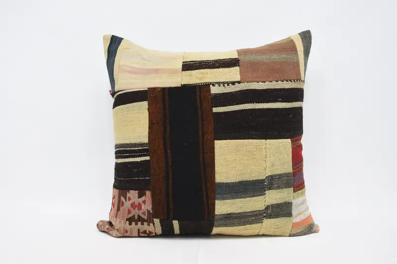 Throw Striped Red Cushion Cover, Large Square Moroccan 32x32 inch Pillow Case - 1