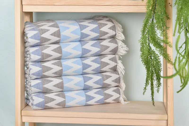 Quick-dry peshtemal, 70x40 Cotton Zigzag Design Towel, Sand-free towel, Gym Towel, Beach Theme Wedding Gift, Sand-resistant towel, Grandma Gift - 1