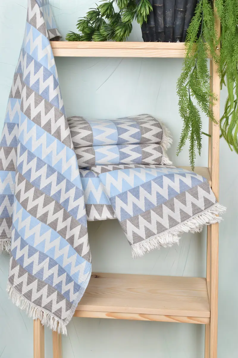 Quick-dry peshtemal, 70x40 Cotton Zigzag Design Towel, Sand-free towel, Gym Towel, Beach Theme Wedding Gift, Sand-resistant towel, Grandma Gift - 6