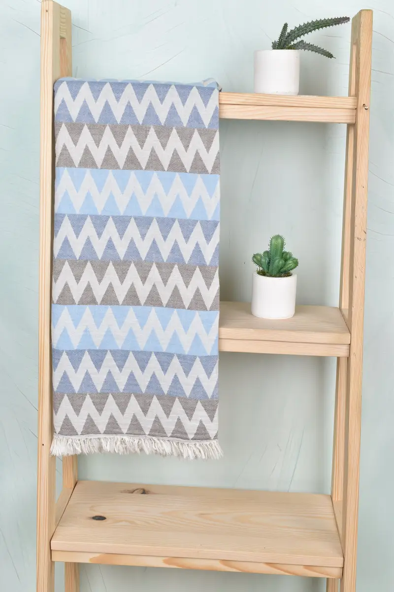 Quick-dry peshtemal, 70x40 Cotton Zigzag Design Towel, Sand-free towel, Gym Towel, Beach Theme Wedding Gift, Sand-resistant towel, Grandma Gift - 8