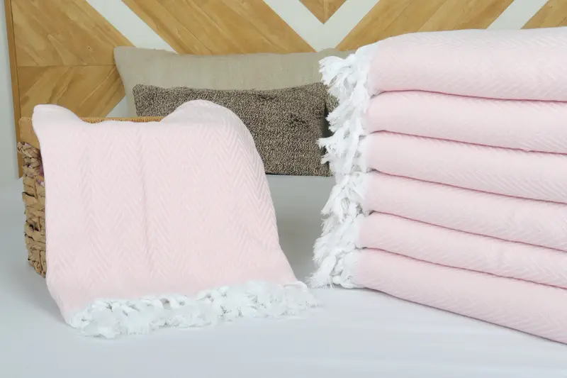 96x80 Cotton Chevron Towel, Bachelorette Party Favors, Monogram Blanket, Wedding Favors, Organic Throw, Embroidery Bedspread, Aesthetic Blanket - 4