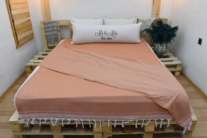 Bridesmaid Gifts, Couch Blanket, Bachelorette Gifts, Customized Turkish Blanket, Turkish Bedcover, Bedspread, 92x56 Cotton Striped Towel - 7
