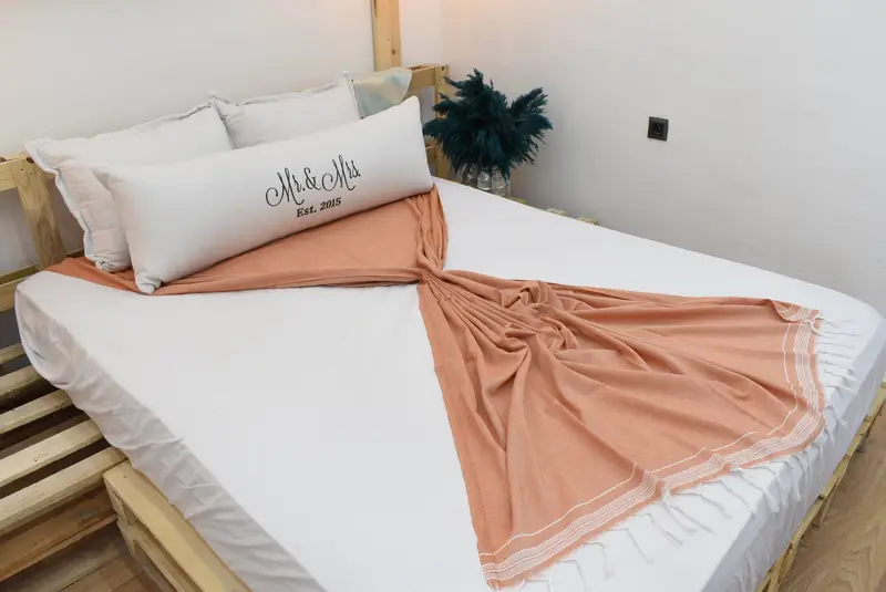 Bridesmaid Gifts, Couch Blanket, Bachelorette Gifts, Customized Turkish Blanket, Turkish Bedcover, Bedspread, 92x56 Cotton Striped Towel - 8