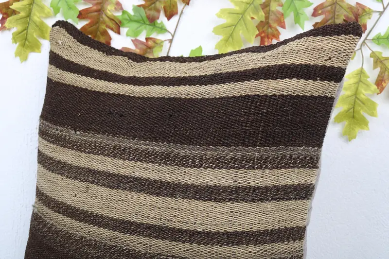 Antique Pillows, Bolster Cushion, Car Pillow, Throw Kilim Pillow, Vintage Pillow, 24x24 Brown Cushion, Cushion Cover - 5