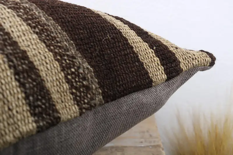 Antique Pillows, Bolster Cushion, Car Pillow, Throw Kilim Pillow, Vintage Pillow, 24x24 Brown Cushion, Cushion Cover - 6