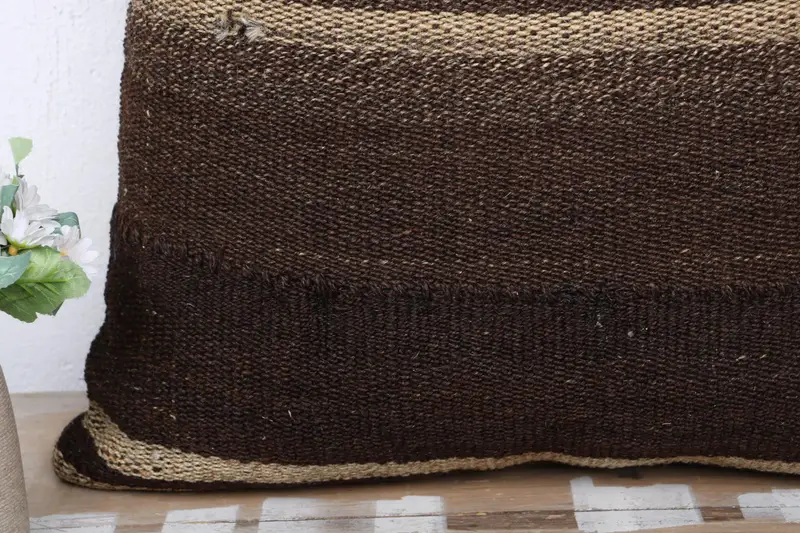 Antique Pillows, Bolster Cushion, Car Pillow, Throw Kilim Pillow, Vintage Pillow, 24x24 Brown Cushion, Cushion Cover - 3