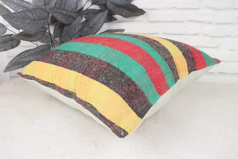 Boho Pillow, Pillow Case, 18x18 Green Pillow Sham, Kilim Pillow, Cozy Throw Pillow Case, Vintage Kilim Throw Pillow, Christmas Pillow - 6