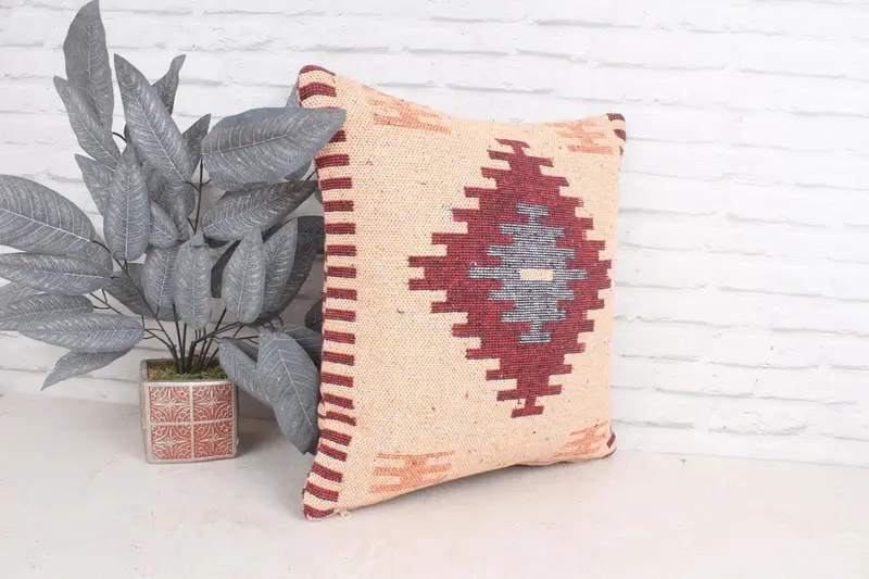 Gift Pillow, Boho Pillow, Tapestry Cushion Case, 20x20 Beige Pillow Cover, Throw Kilim Pillow, Knitted Cushion Case, Pillow - 3