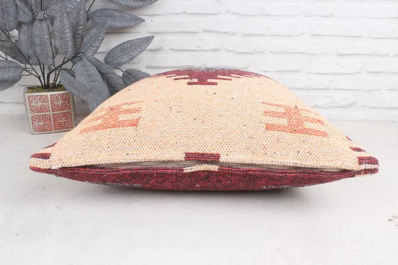 Gift Pillow, Boho Pillow, Tapestry Cushion Case, 20x20 Beige Pillow Cover, Throw Kilim Pillow, Knitted Cushion Case, Pillow - 5