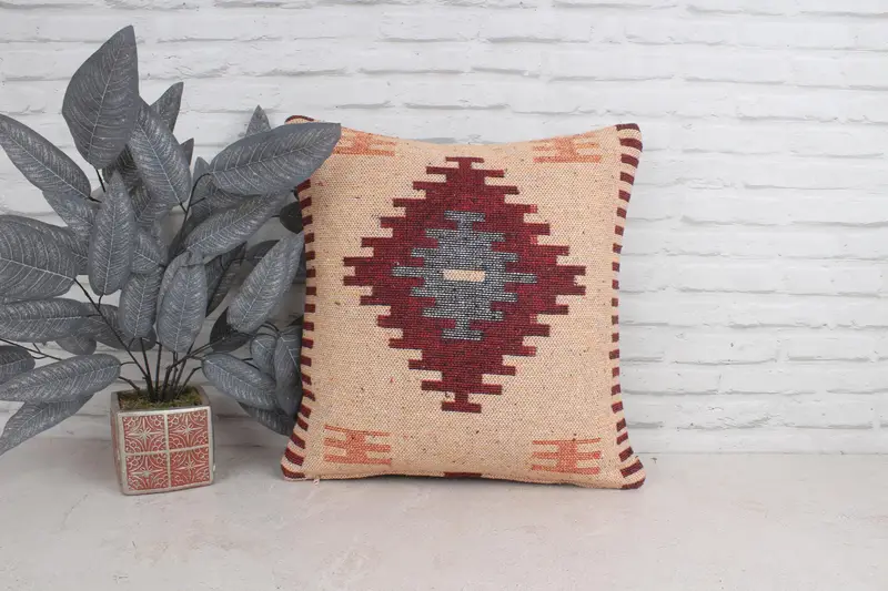 Gift Pillow, Boho Pillow, Tapestry Cushion Case, 20x20 Beige Pillow Cover, Throw Kilim Pillow, Knitted Cushion Case, Pillow - 1
