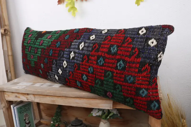 Pillow for Sofa, 12x36 Red Cushion Case, Vintage Kilim Throw Pillow, Kilim Cushion Sham, Car Cushion Cover, Meditation Pillow Case, Cushion Case - 4