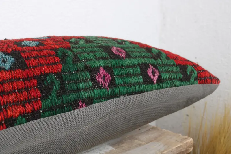 Pillow for Sofa, 12x36 Red Cushion Case, Vintage Kilim Throw Pillow, Kilim Cushion Sham, Car Cushion Cover, Meditation Pillow Case, Cushion Case - 6