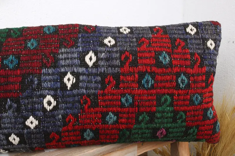 Pillow for Sofa, 12x36 Red Cushion Case, Vintage Kilim Throw Pillow, Kilim Cushion Sham, Car Cushion Cover, Meditation Pillow Case, Cushion Case - 5