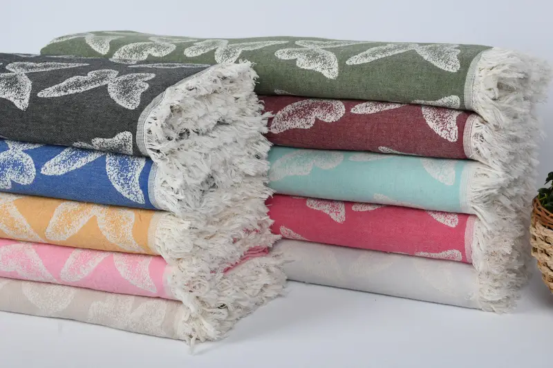 Boho Throw Blankets, Wedding Gift Customized Blanket, Throw Blanket, Throw Blankets, 96x80 Cotton Butterfly Pattern Towel, Bridesmaid Gifts - 2