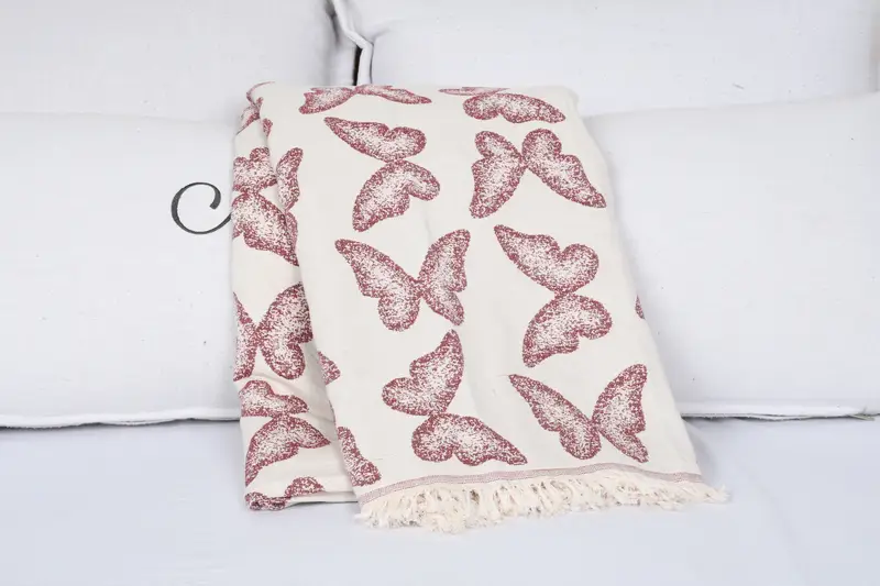 Boho Throw Blankets, Wedding Gift Customized Blanket, Throw Blanket, Throw Blankets, 96x80 Cotton Butterfly Pattern Towel, Bridesmaid Gifts - 6