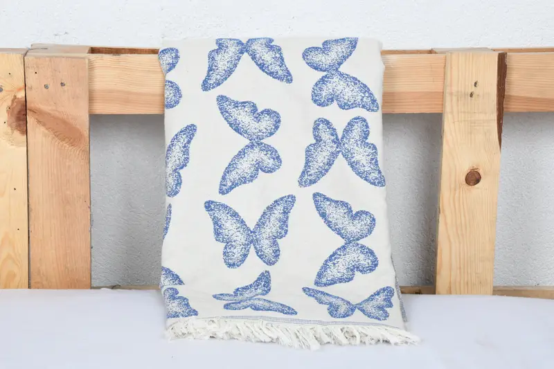 Boho Throw Blankets, Wedding Gift Customized Blanket, Throw Blanket, Throw Blankets, 96x80 Cotton Butterfly Pattern Towel, Bridesmaid Gifts - 3