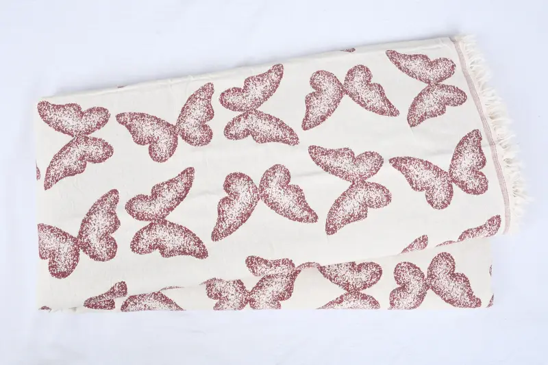Boho Throw Blankets, Wedding Gift Customized Blanket, Throw Blanket, Throw Blankets, 96x80 Cotton Butterfly Pattern Towel, Bridesmaid Gifts - 5