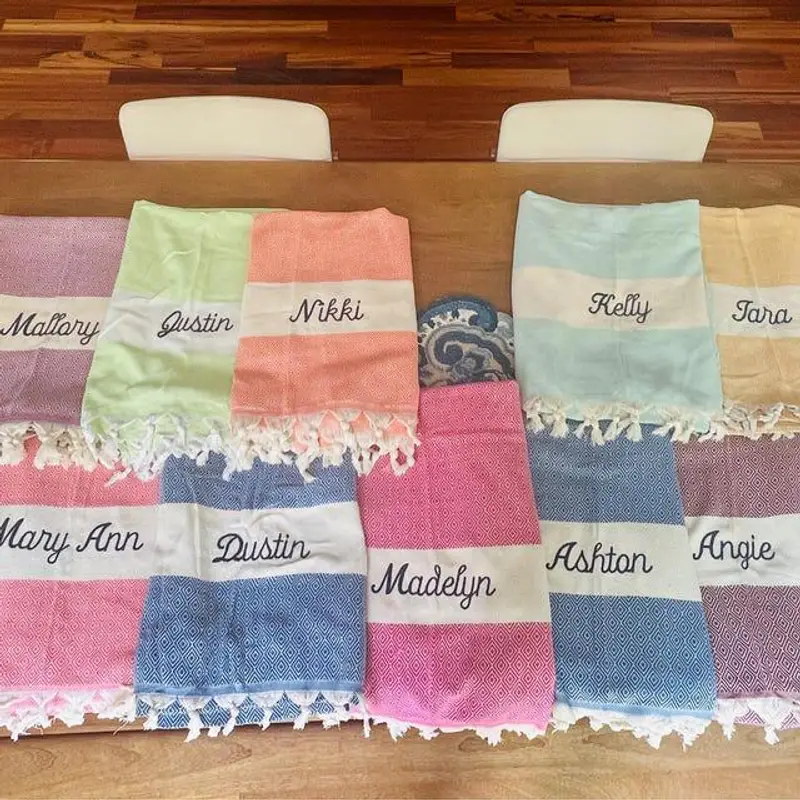 Personalized Turkish Beach Towel White, Bachelorette Party Favor, 100x180 cm