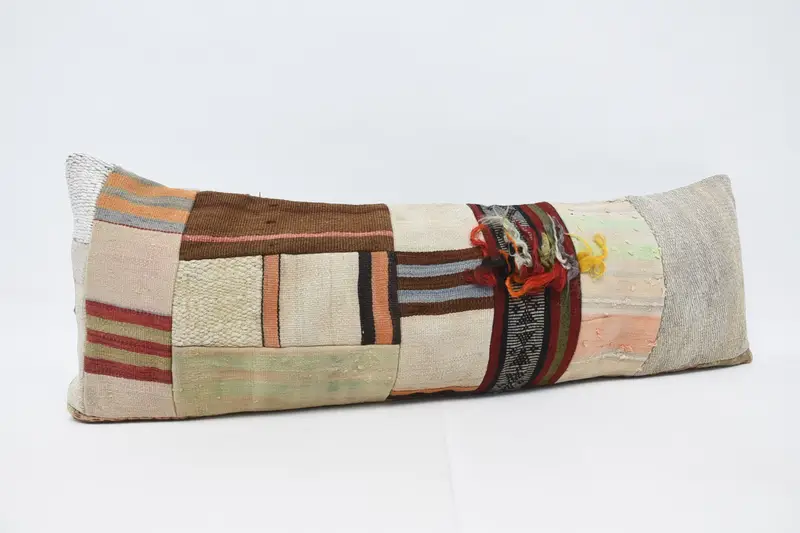 Interior Designer Pillow, Vintage Kilim Throw Pillow, Outdoor Bolster Cushion, 16x48 Beige Pillow Cover, Boho Pillow Sham Cover, Cushion - 3